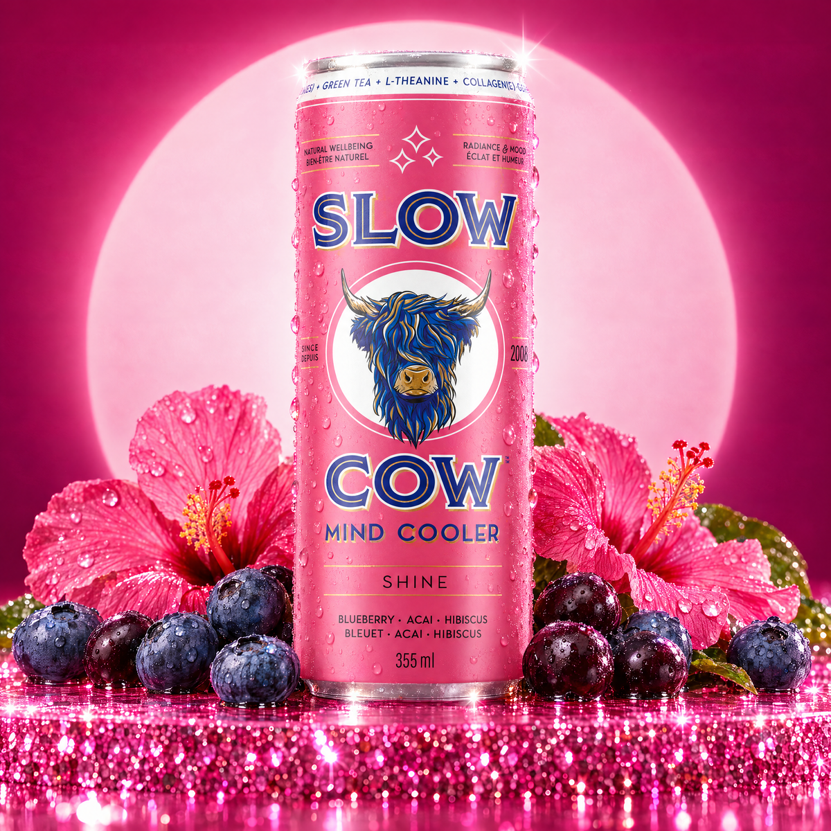 Slow Cow Shine with blueberry, acai and hibiscus