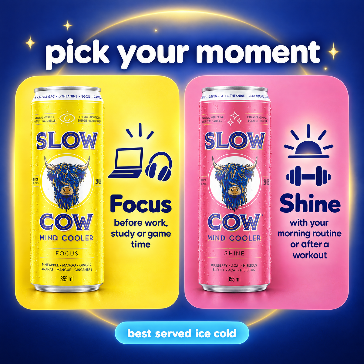 Pick your moment: when to drink Focus and Shine